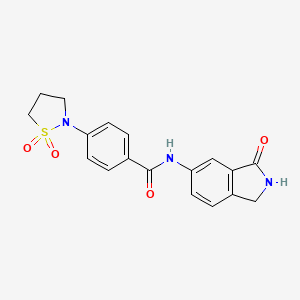 molecular formula C18H17N3O4S B7552599 4-(1,1-dioxo-1,2-thiazolidin-2-yl)-N-(3-oxo-1,2-dihydroisoindol-5-yl)benzamide 