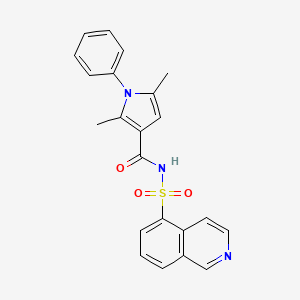 molecular formula C22H19N3O3S B7552609 N-isoquinolin-5-ylsulfonyl-2,5-dimethyl-1-phenylpyrrole-3-carboxamide 