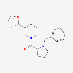 molecular formula C20H28N2O3 B7552611 (1-Benzylpyrrolidin-2-yl)-[3-(1,3-dioxolan-2-yl)piperidin-1-yl]methanone 