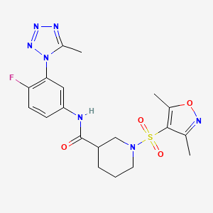 molecular formula C19H22FN7O4S B7552616 1-[(3,5-dimethyl-1,2-oxazol-4-yl)sulfonyl]-N-[4-fluoro-3-(5-methyltetrazol-1-yl)phenyl]piperidine-3-carboxamide 