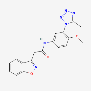 molecular formula C18H16N6O3 B7552625 2-(1,2-benzoxazol-3-yl)-N-[4-methoxy-3-(5-methyltetrazol-1-yl)phenyl]acetamide 