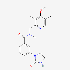 molecular formula C20H24N4O3 B7552631 N-[(4-methoxy-3,5-dimethylpyridin-2-yl)methyl]-N-methyl-3-(2-oxoimidazolidin-1-yl)benzamide 