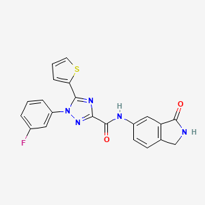 molecular formula C21H14FN5O2S B7552633 1-(3-fluorophenyl)-N-(3-oxo-1,2-dihydroisoindol-5-yl)-5-thiophen-2-yl-1,2,4-triazole-3-carboxamide 