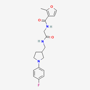 molecular formula C19H22FN3O3 B7552643 N-[2-[[1-(4-fluorophenyl)pyrrolidin-3-yl]methylamino]-2-oxoethyl]-2-methylfuran-3-carboxamide 