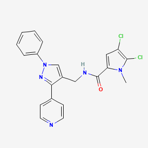 molecular formula C21H17Cl2N5O B7552656 4,5-dichloro-1-methyl-N-[(1-phenyl-3-pyridin-4-ylpyrazol-4-yl)methyl]pyrrole-2-carboxamide 