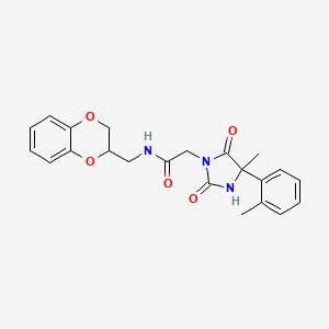 molecular formula C22H23N3O5 B7552663 N-(2,3-dihydro-1,4-benzodioxin-3-ylmethyl)-2-[4-methyl-4-(2-methylphenyl)-2,5-dioxoimidazolidin-1-yl]acetamide 