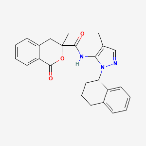 molecular formula C25H25N3O3 B7552669 3-methyl-N-[4-methyl-2-(1,2,3,4-tetrahydronaphthalen-1-yl)pyrazol-3-yl]-1-oxo-4H-isochromene-3-carboxamide 