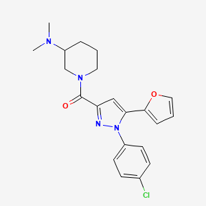 molecular formula C21H23ClN4O2 B7552680 [1-(4-Chlorophenyl)-5-(furan-2-yl)pyrazol-3-yl]-[3-(dimethylamino)piperidin-1-yl]methanone 