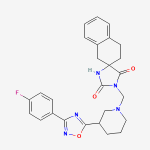 molecular formula C26H26FN5O3 B7552688 3'-[[3-[3-(4-fluorophenyl)-1,2,4-oxadiazol-5-yl]piperidin-1-yl]methyl]spiro[2,4-dihydro-1H-naphthalene-3,5'-imidazolidine]-2',4'-dione 