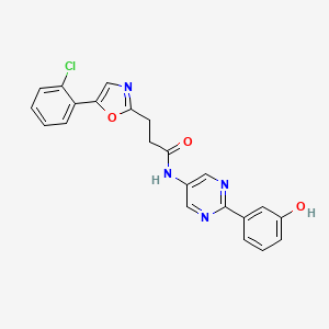 molecular formula C22H17ClN4O3 B7552696 3-[5-(2-chlorophenyl)-1,3-oxazol-2-yl]-N-[2-(3-hydroxyphenyl)pyrimidin-5-yl]propanamide 