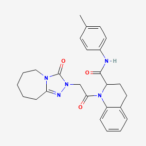molecular formula C26H29N5O3 B7552735 N-(4-methylphenyl)-1-[2-(3-oxo-6,7,8,9-tetrahydro-5H-[1,2,4]triazolo[4,3-a]azepin-2-yl)acetyl]-3,4-dihydro-2H-quinoline-2-carboxamide 