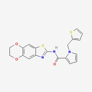 molecular formula C19H15N3O3S2 B7552756 N-(6,7-dihydro-[1,4]dioxino[2,3-f][1,3]benzothiazol-2-yl)-1-(thiophen-2-ylmethyl)pyrrole-2-carboxamide 