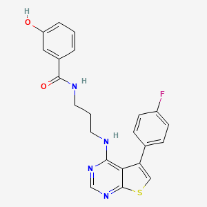 N-[3-[[5-(4-fluorophenyl)thieno[2,3-d]pyrimidin-4-yl]amino]propyl]-3-hydroxybenzamide