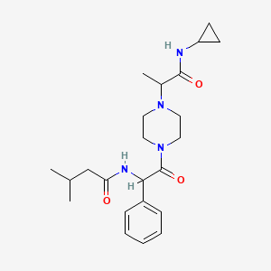 molecular formula C23H34N4O3 B7552785 N-[2-[4-[1-(cyclopropylamino)-1-oxopropan-2-yl]piperazin-1-yl]-2-oxo-1-phenylethyl]-3-methylbutanamide 