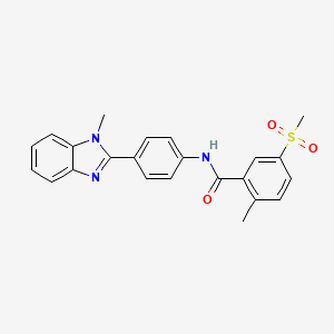 molecular formula C23H21N3O3S B7552793 2-methyl-N-[4-(1-methylbenzimidazol-2-yl)phenyl]-5-methylsulfonylbenzamide 