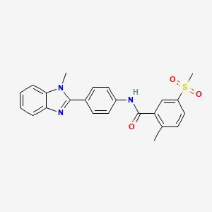 2-methyl-N-[4-(1-methylbenzimidazol-2-yl)phenyl]-5-methylsulfonylbenzamide