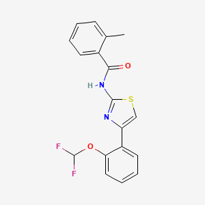 molecular formula C18H14F2N2O2S B7552875 N-[4-[2-(difluoromethoxy)phenyl]-1,3-thiazol-2-yl]-2-methylbenzamide 