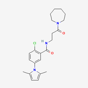 molecular formula C22H28ClN3O2 B7552878 N-[3-(azepan-1-yl)-3-oxopropyl]-2-chloro-5-(2,5-dimethylpyrrol-1-yl)benzamide 
