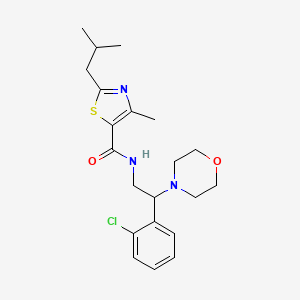 molecular formula C21H28ClN3O2S B7552894 N-[2-(2-chlorophenyl)-2-morpholin-4-ylethyl]-4-methyl-2-(2-methylpropyl)-1,3-thiazole-5-carboxamide 