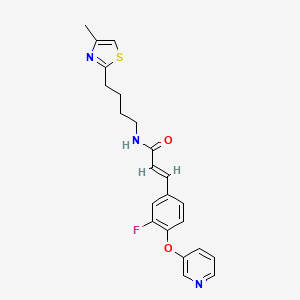 molecular formula C22H22FN3O2S B7552911 (E)-3-(3-fluoro-4-pyridin-3-yloxyphenyl)-N-[4-(4-methyl-1,3-thiazol-2-yl)butyl]prop-2-enamide 
