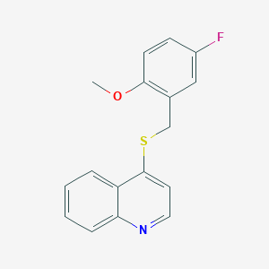 molecular formula C17H14FNOS B7552914 4-[(5-Fluoro-2-methoxyphenyl)methylsulfanyl]quinoline 