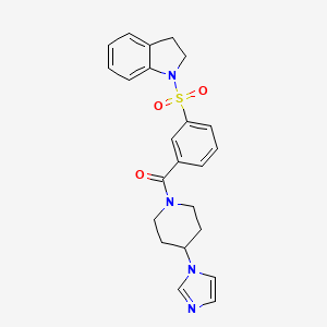 molecular formula C23H24N4O3S B7552964 [3-(2,3-Dihydroindol-1-ylsulfonyl)phenyl]-(4-imidazol-1-ylpiperidin-1-yl)methanone 
