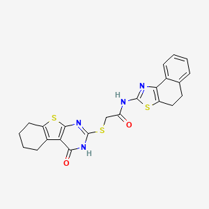molecular formula C23H20N4O2S3 B7552977 N-(4,5-Dihydronaphtho[1,2-d]thiazol-2-yl)-2-((4-oxo-1,4,5,6,7,8-hexahydrobenzo[4,5]thieno[2,3-d]pyrimidin-2-yl)thio)acetamide 