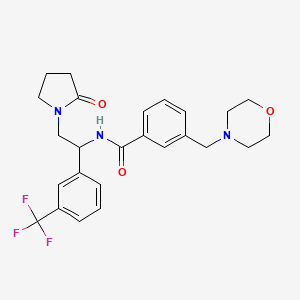 molecular formula C25H28F3N3O3 B7552985 3-(morpholin-4-ylmethyl)-N-[2-(2-oxopyrrolidin-1-yl)-1-[3-(trifluoromethyl)phenyl]ethyl]benzamide 