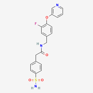 molecular formula C20H18FN3O4S B7552992 N-[(3-fluoro-4-pyridin-3-yloxyphenyl)methyl]-2-(4-sulfamoylphenyl)acetamide 