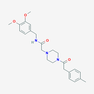 molecular formula C24H31N3O4 B7553016 N-[(3,4-dimethoxyphenyl)methyl]-2-[4-[2-(4-methylphenyl)acetyl]piperazin-1-yl]acetamide 