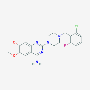 molecular formula C21H23ClFN5O2 B7553032 2-[4-[(2-Chloro-6-fluorophenyl)methyl]piperazin-1-yl]-6,7-dimethoxyquinazolin-4-amine 