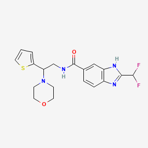 molecular formula C19H20F2N4O2S B7553033 2-(difluoromethyl)-N-(2-morpholin-4-yl-2-thiophen-2-ylethyl)-3H-benzimidazole-5-carboxamide 