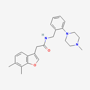 molecular formula C24H29N3O2 B7553045 2-(6,7-dimethyl-1-benzofuran-3-yl)-N-[[2-(4-methylpiperazin-1-yl)phenyl]methyl]acetamide 