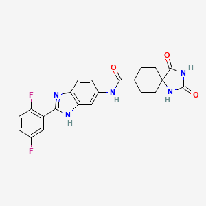 molecular formula C22H19F2N5O3 B7553060 N-[2-(2,5-difluorophenyl)-3H-benzimidazol-5-yl]-2,4-dioxo-1,3-diazaspiro[4.5]decane-8-carboxamide 