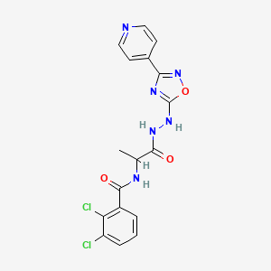 2,3-dichloro-N-[1-oxo-1-[2-(3-pyridin-4-yl-1,2,4-oxadiazol-5-yl)hydrazinyl]propan-2-yl]benzamide