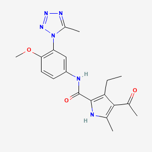 molecular formula C19H22N6O3 B7553114 4-acetyl-3-ethyl-N-[4-methoxy-3-(5-methyltetrazol-1-yl)phenyl]-5-methyl-1H-pyrrole-2-carboxamide 