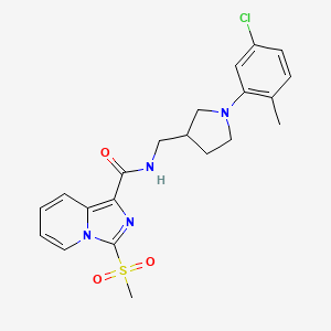molecular formula C21H23ClN4O3S B7553115 N-[[1-(5-chloro-2-methylphenyl)pyrrolidin-3-yl]methyl]-3-methylsulfonylimidazo[1,5-a]pyridine-1-carboxamide 