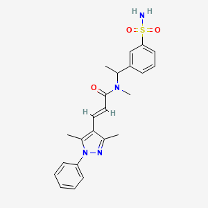 (E)-3-(3,5-dimethyl-1-phenylpyrazol-4-yl)-N-methyl-N-[1-(3-sulfamoylphenyl)ethyl]prop-2-enamide