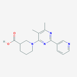 molecular formula C17H20N4O2 B7553157 1-[5,6-Dimethyl-2-(3-pyridyl)-4-pyrimidinyl]-3-piperidinecarboxylic acid 