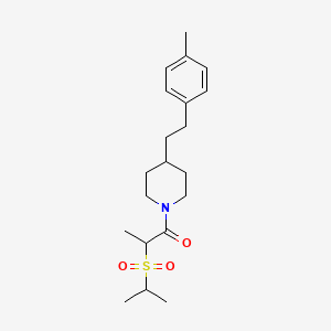 molecular formula C20H31NO3S B7553170 1-[4-[2-(4-Methylphenyl)ethyl]piperidin-1-yl]-2-propan-2-ylsulfonylpropan-1-one 