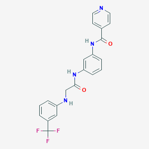 molecular formula C21H17F3N4O2 B7553171 N-[3-[[2-[3-(trifluoromethyl)anilino]acetyl]amino]phenyl]pyridine-4-carboxamide 