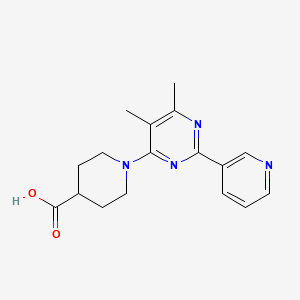 molecular formula C17H20N4O2 B7553172 1-[5,6-Dimethyl-2-(3-pyridyl)-4-pyrimidinyl]-4-piperidinecarboxylic acid 