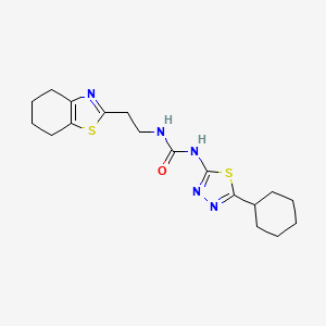 molecular formula C18H25N5OS2 B7553185 1-(5-Cyclohexyl-1,3,4-thiadiazol-2-yl)-3-[2-(4,5,6,7-tetrahydro-1,3-benzothiazol-2-yl)ethyl]urea 