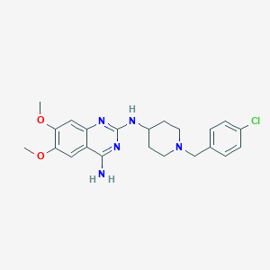 molecular formula C22H26ClN5O2 B7553193 2-N-[1-[(4-chlorophenyl)methyl]piperidin-4-yl]-6,7-dimethoxyquinazoline-2,4-diamine 