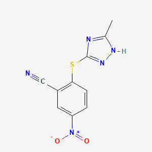 molecular formula C10H7N5O2S B7553220 2-[(5-methyl-4H-1,2,4-triazol-3-yl)thio]-5-nitrobenzonitrile 