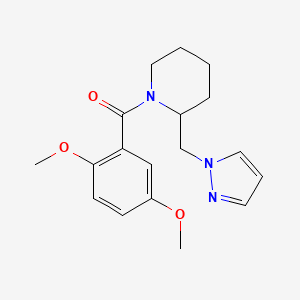 molecular formula C18H23N3O3 B7553239 (2,5-Dimethoxyphenyl)-[2-(pyrazol-1-ylmethyl)piperidin-1-yl]methanone 