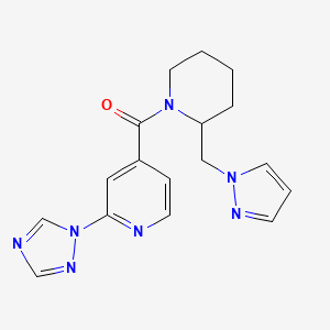molecular formula C17H19N7O B7553247 [2-(Pyrazol-1-ylmethyl)piperidin-1-yl]-[2-(1,2,4-triazol-1-yl)pyridin-4-yl]methanone 