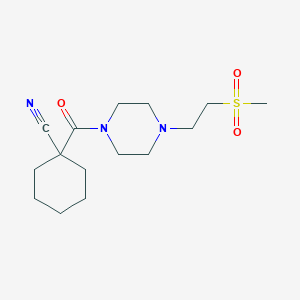 molecular formula C15H25N3O3S B7553260 1-[4-(2-Methylsulfonylethyl)piperazine-1-carbonyl]cyclohexane-1-carbonitrile 
