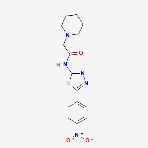 molecular formula C15H17N5O3S B7553268 N-[5-(4-nitrophenyl)-1,3,4-thiadiazol-2-yl]-2-piperidin-1-ylacetamide 