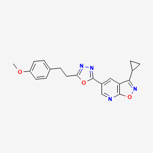 molecular formula C20H18N4O3 B7553289 3-Cyclopropyl-5-[5-[2-(4-methoxyphenyl)ethyl]-1,3,4-oxadiazol-2-yl]-[1,2]oxazolo[5,4-b]pyridine 